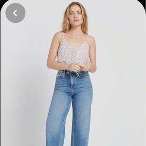 Frank and Oak- Floral Print Button-Up Slip Cami